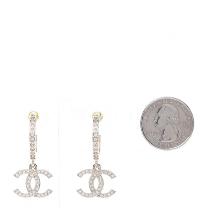 Chanel Crystal Lock Symbols CC Hoop Drop Earrings Gold 2 of 5
