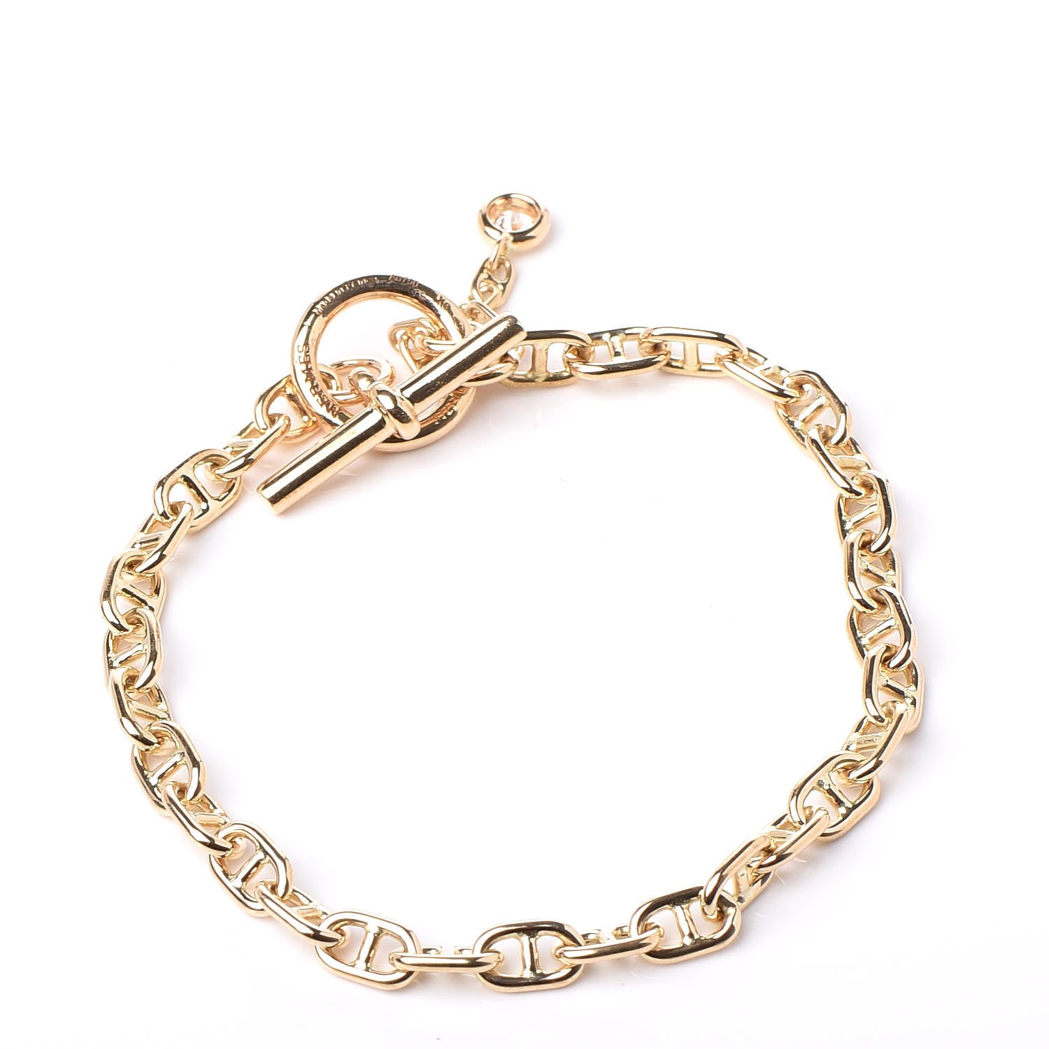 Hermes 18K Yellow Gold Diamond Chaine d'Ancre Enchainee Bracelet XS 3 of 4