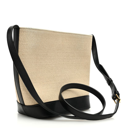 Celine Canvas Calfskin Triomphe Small Bucket Bag Vanilla Black 3 of 9