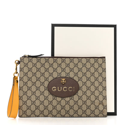 Gucci GG Supreme Monogram Neo Vintage Zip Wristlet Pouch Beige New Acero Crop 8 of 8
