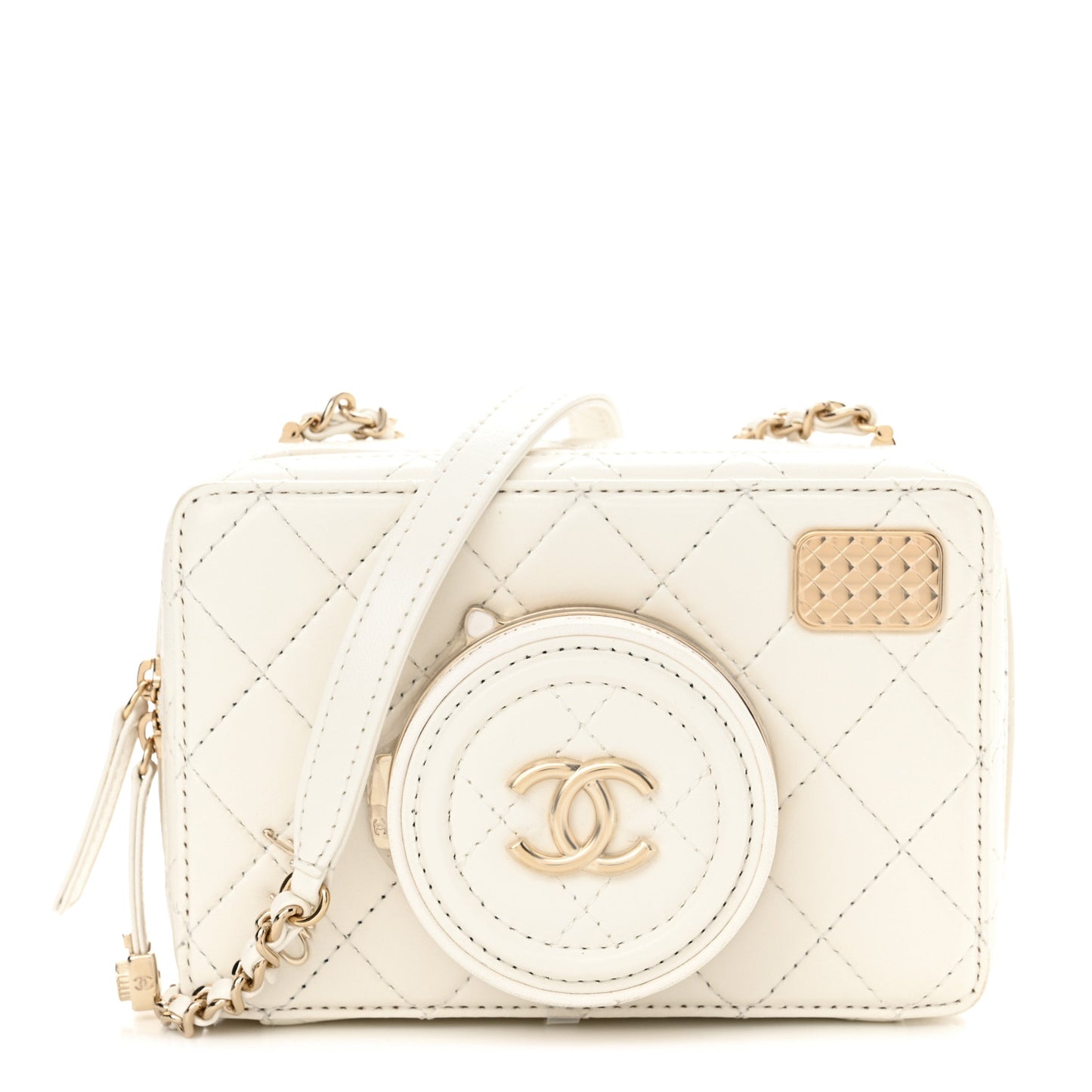 Lambskin Quilted Coco Click Bag White