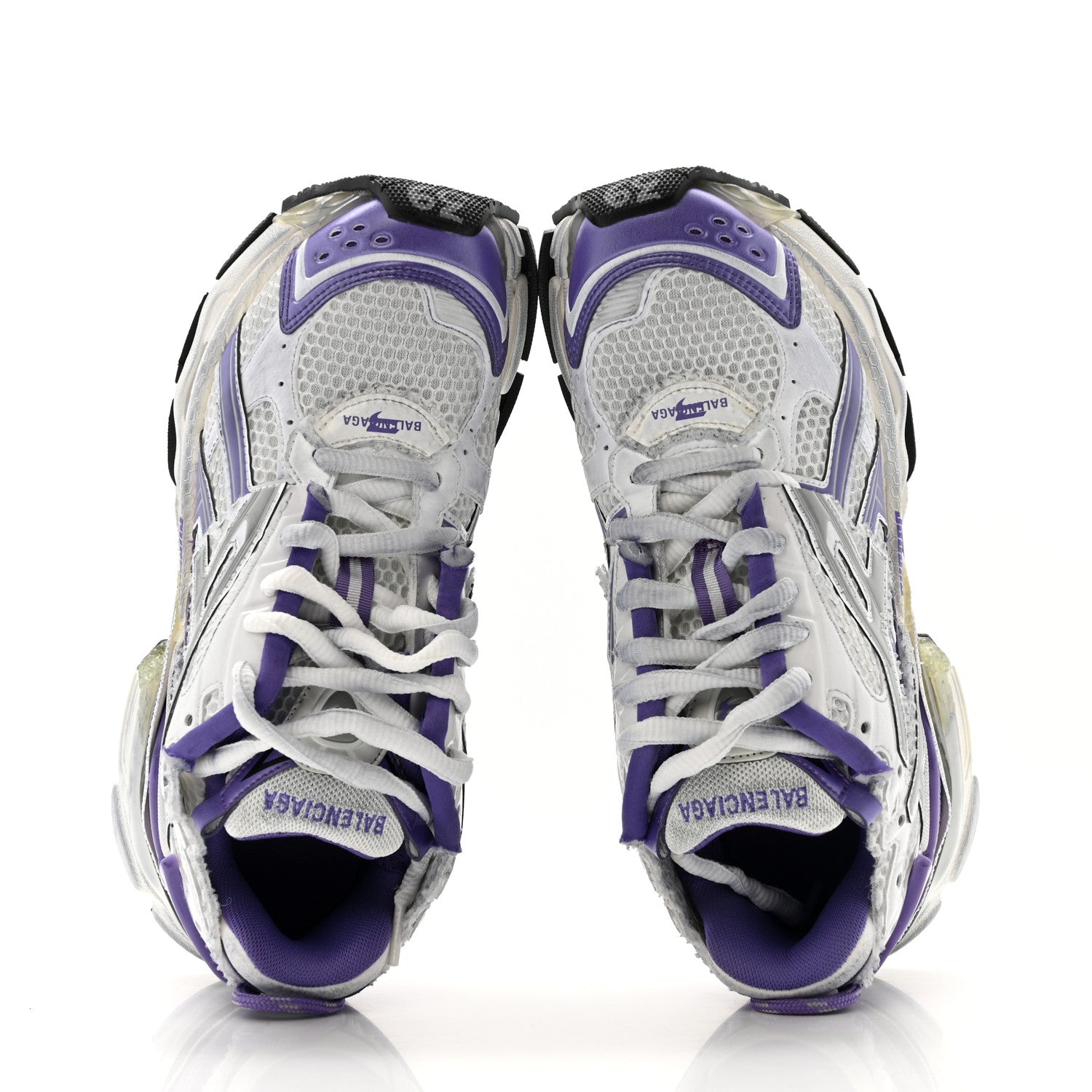 Balenciaga Mesh Rubber Womens Runner Sneakers 39 Purple Grey White Black 2 of 9