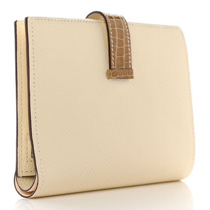 Hermes Epsom Shiny Alligator Bearn Touch Compact Wallet Nata Sable 3 of 11
