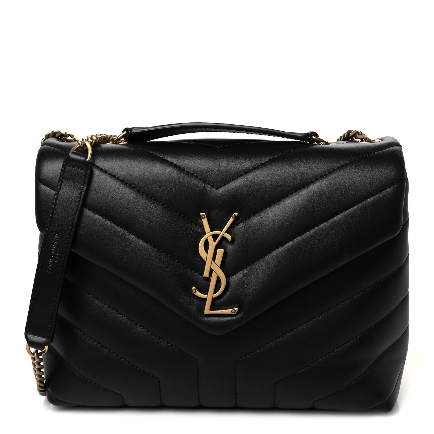 Saint Laurent Calfskin Y Quilted Monogram Small Loulou Chain Satchel Black 1 of 12