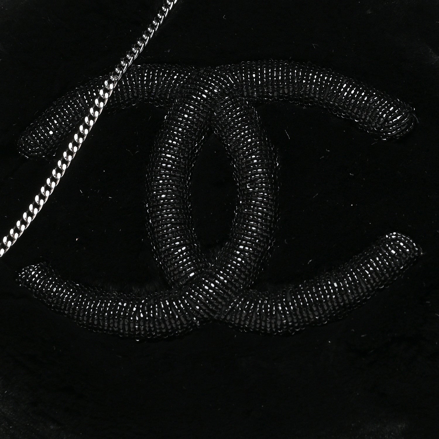 Chanel Mink Fur Beaded CC Muff Bag Black 6 of 9