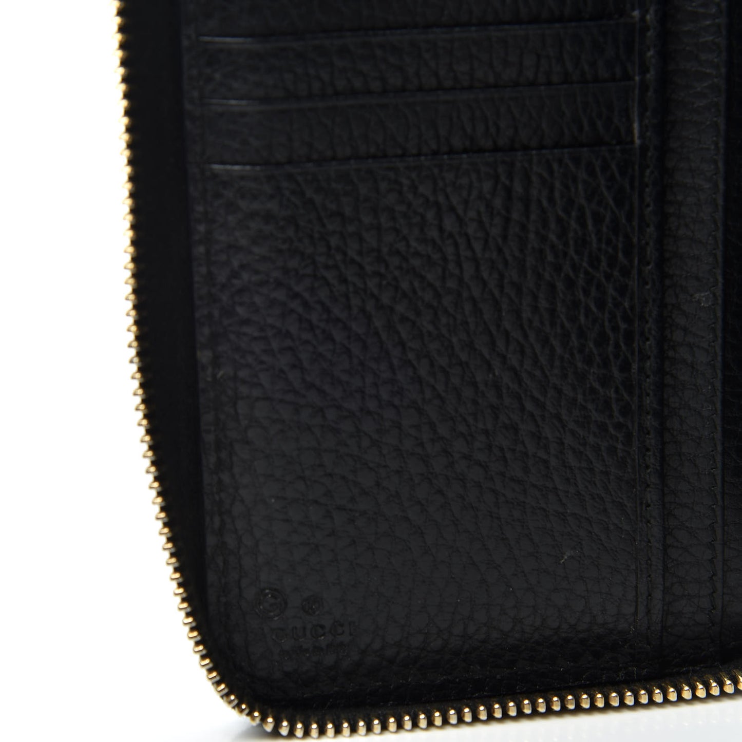 Pebbled Calfskin Zip Around Wallet Black