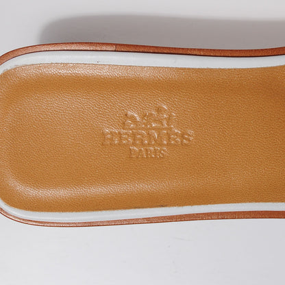 Hermes Box Calfskin Oran Sandals 38 White 7 of 7