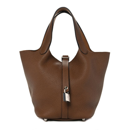 Hermes Taurillon Clemence Swift Eclat Picotin Lock 18 PM Alezan Biscuit 1 of 10
