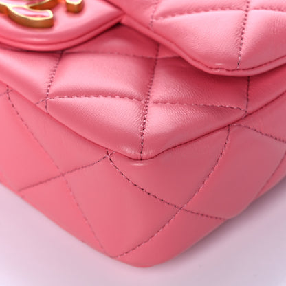 Chanel Lambskin Enamel Quilted Pending CC Mini Square Flap Pink 10 of 12