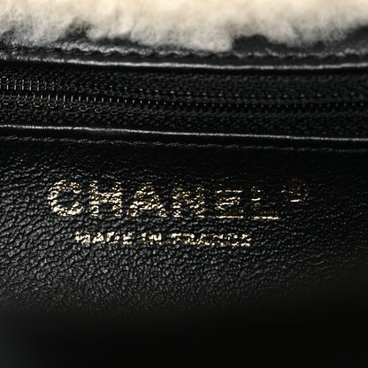 Chanel Lambskin Shearling Large CC Flap Bag Black White 6 of 12