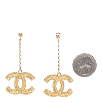 Chanel CC Drop Earrings Matte Gold 2 of 4