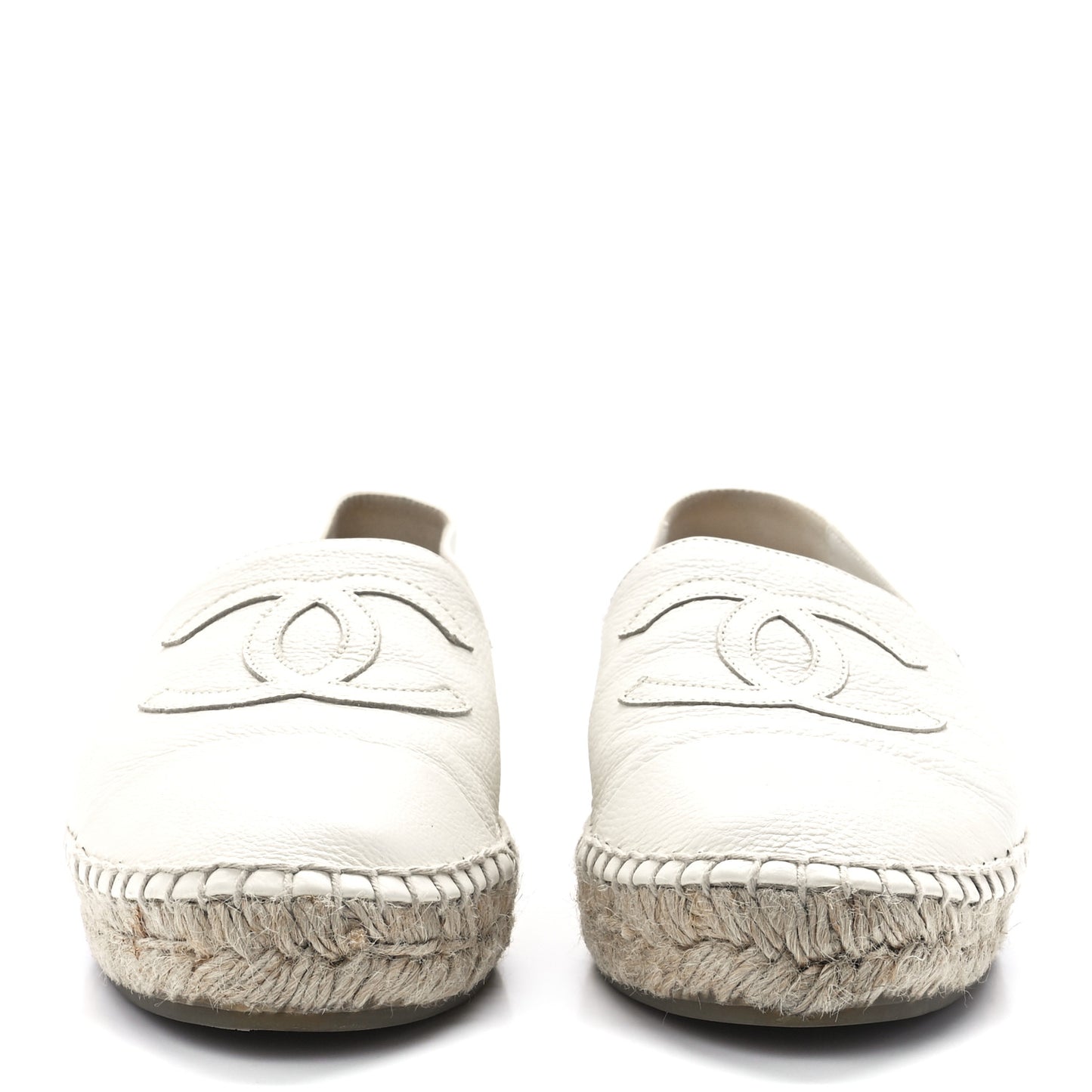 Grained Calfskin CC Espadrilles 39 White