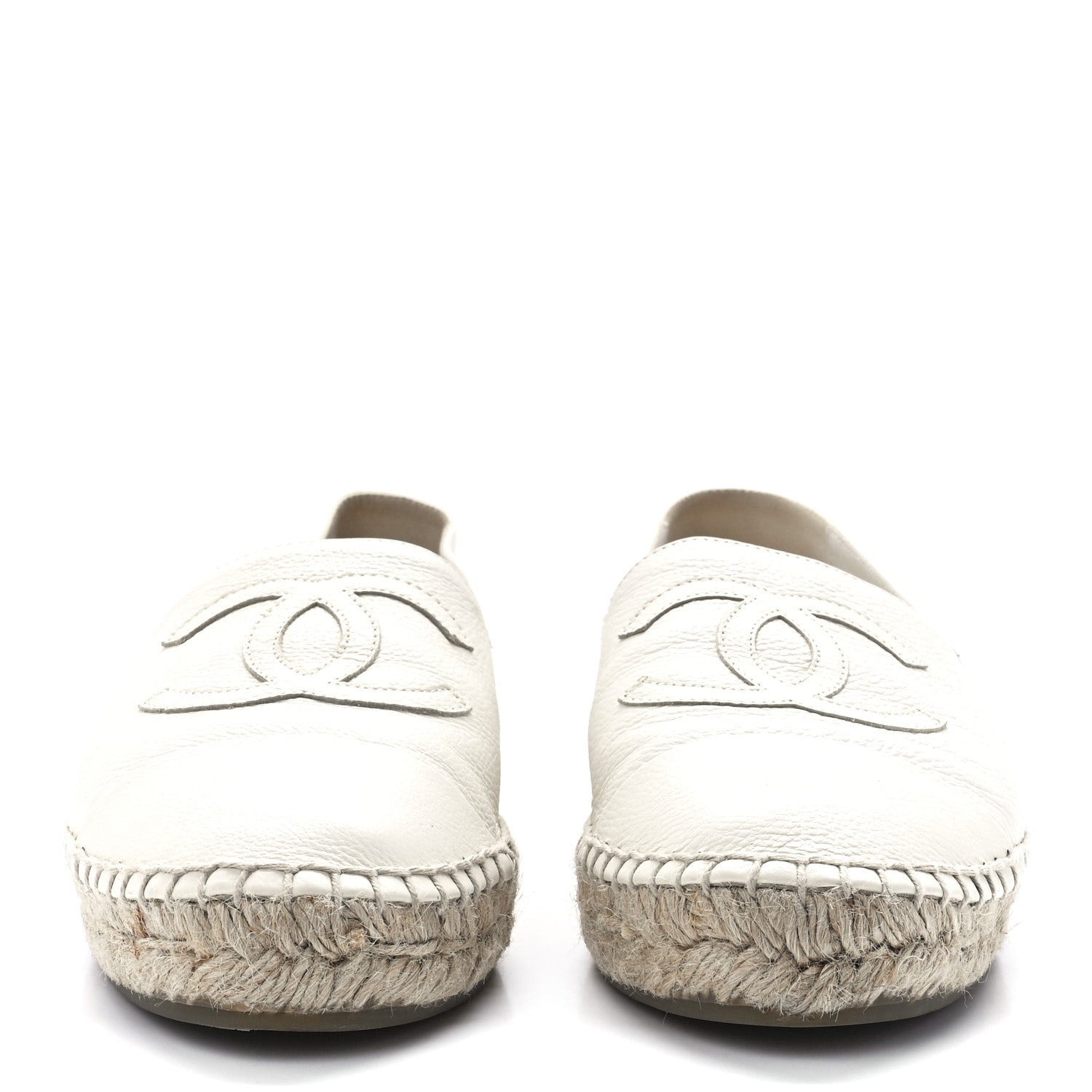 Chanel Grained Calfskin CC Espadrilles 39 White 2 of 8