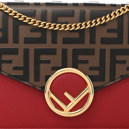 Fendi Vitello Cruise F is Fendi FF 1974 Embossed Medium Envelope Wallet On Chain Fragola Maya Black 8 of 10
