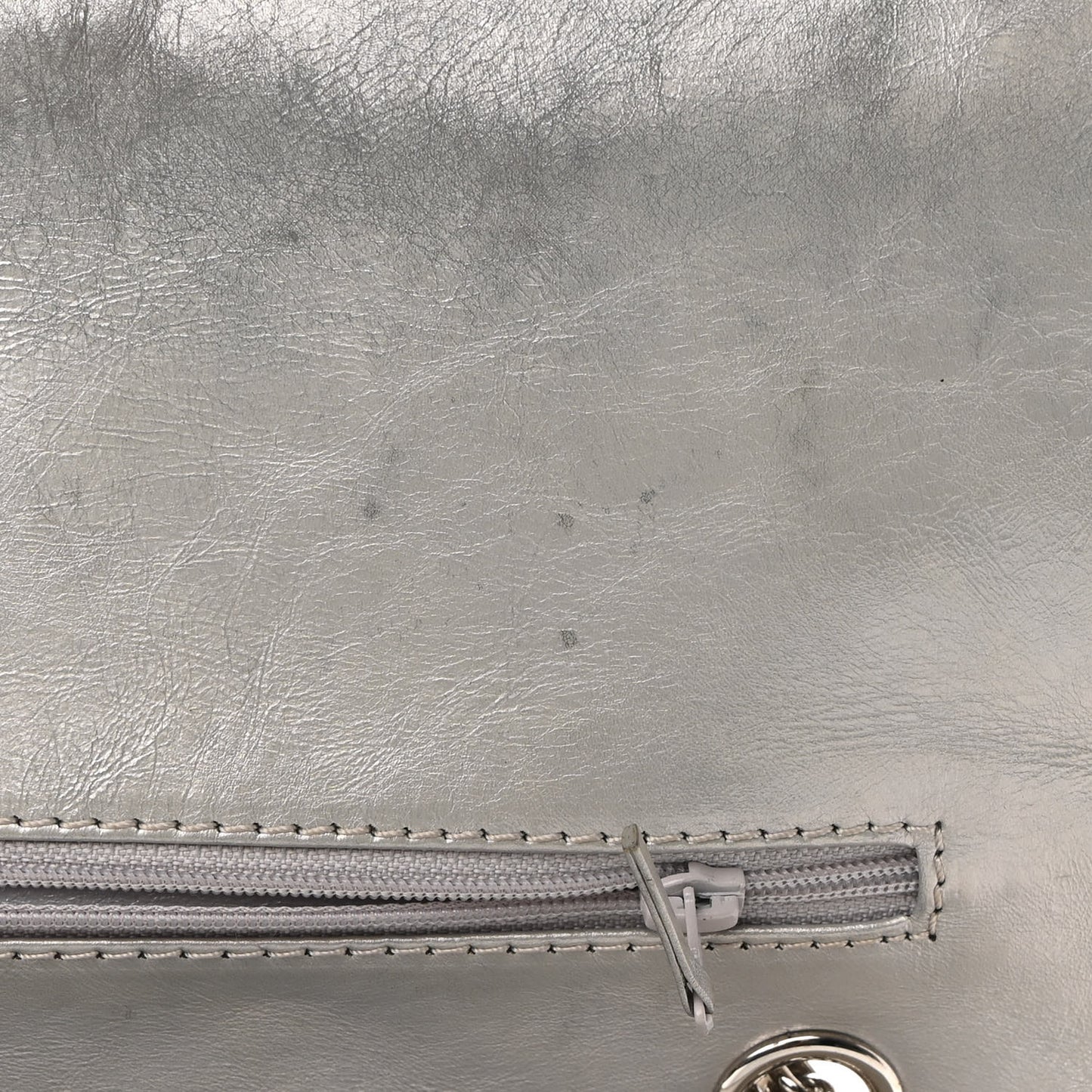 Metallic Aged Calfskin Quilted 2.55 Reissue 227 Flap Silver