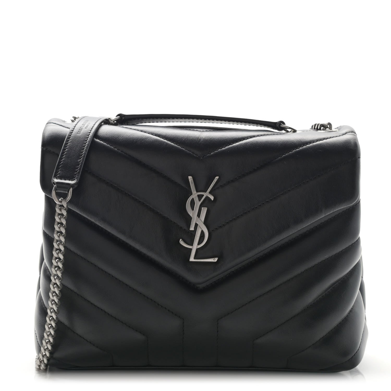 Saint Laurent Calfskin Y Quilted Monogram Small Loulou Chain Satchel Black 1 of 11