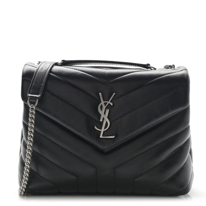 Saint Laurent Calfskin Y Quilted Monogram Small Loulou Chain Satchel Black 1 of 11