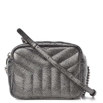 Saint Laurent Metallic Grain De Poudre Y Quilted Monogram Mini Loulou Camera Bag Gun Metal 1 of 7