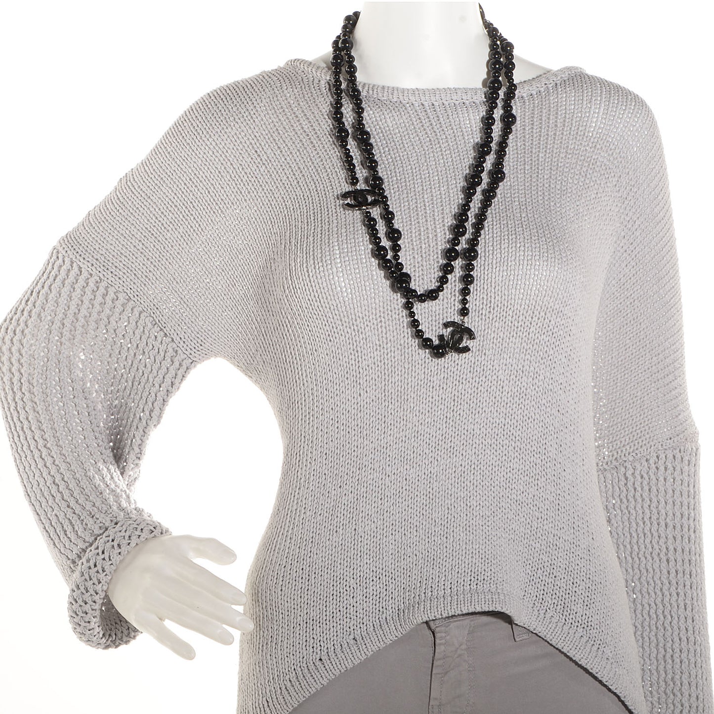 Glass Bead CC Map Necklace Ruthenium Black