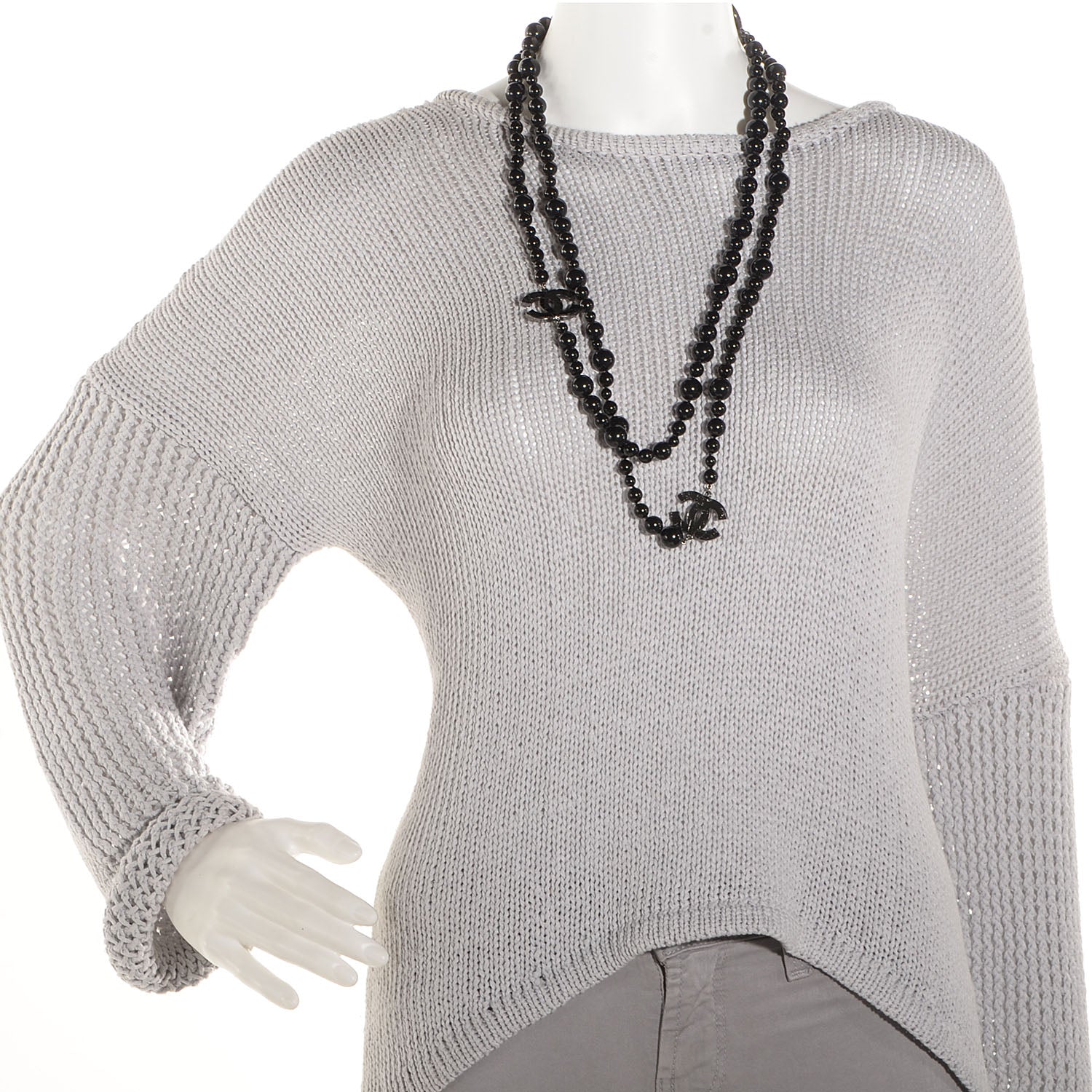 Chanel Glass Bead CC Map Necklace Ruthenium Black 2 of 6