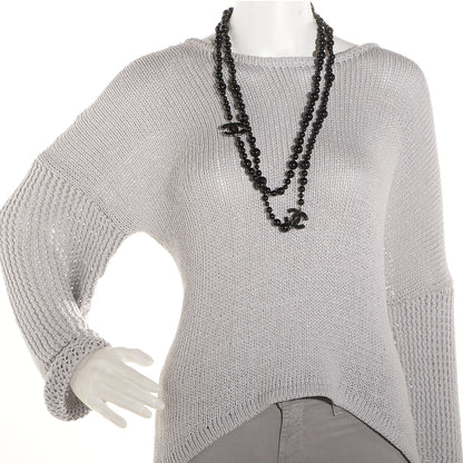 Chanel Glass Bead CC Map Necklace Ruthenium Black 2 of 6