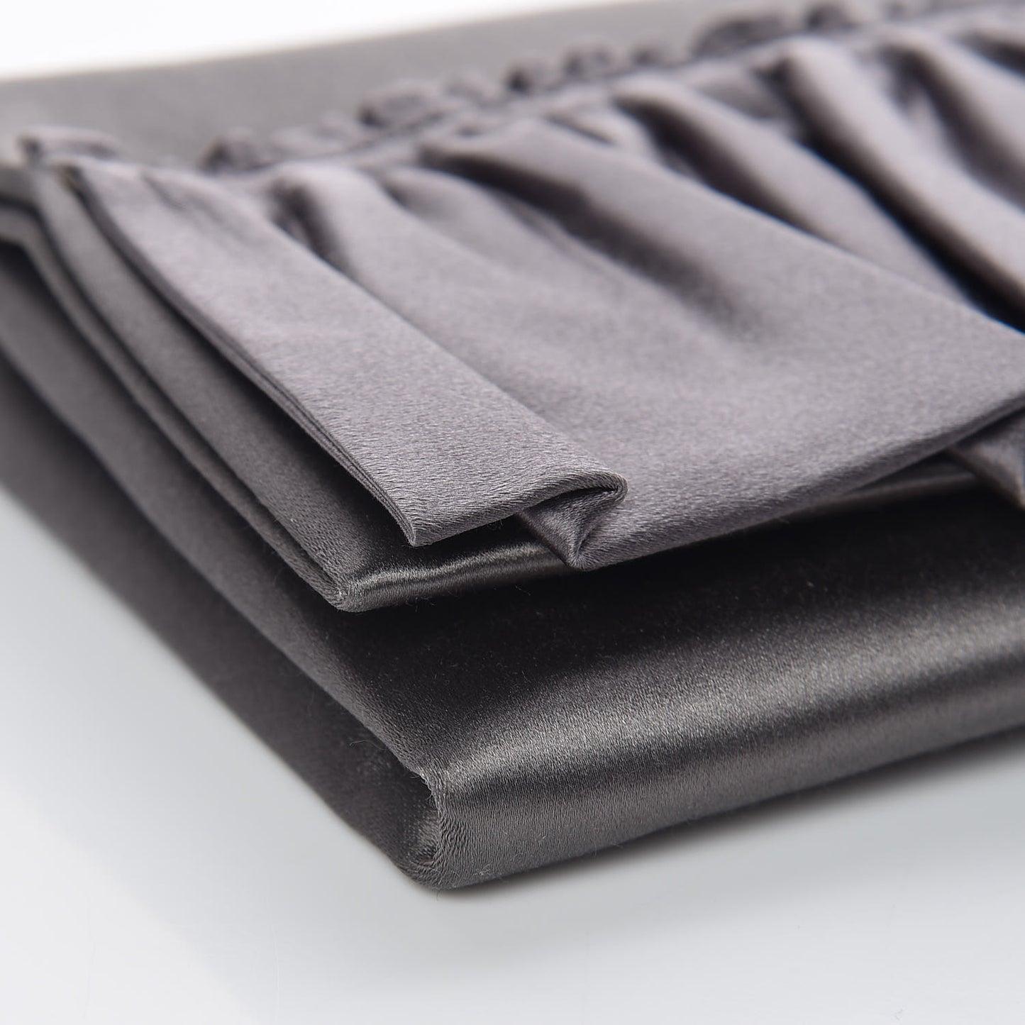 Satin Ruffle Flap Clutch Grey