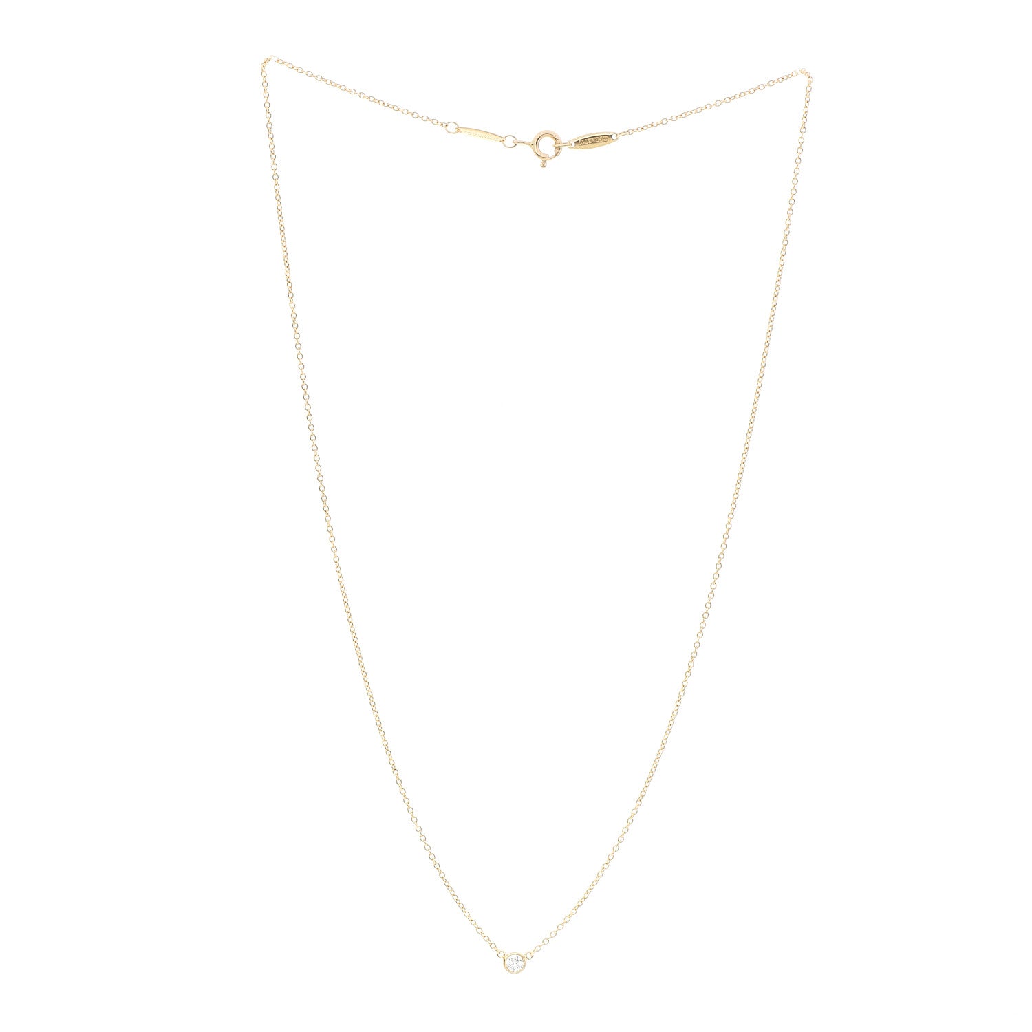 Tiffany 18K Yellow Gold Diamond .08ct Elsa Peretti Diamonds by the Yard Pendant Necklace 3 of 7