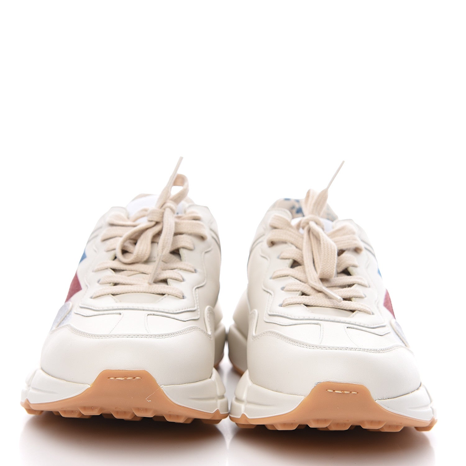 Gucci Calfskin Glitter Web Print Womens Rhyton Sneakers 39 Mystic White 2 of 8