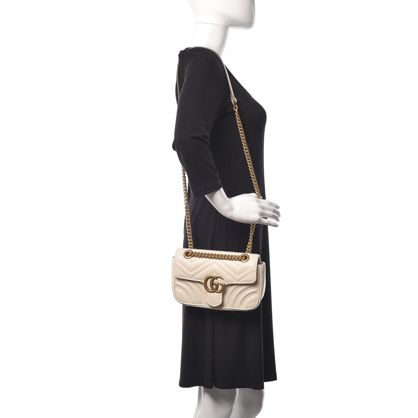 Calfskin Matelasse Mini GG Marmont Shoulder Bag White
