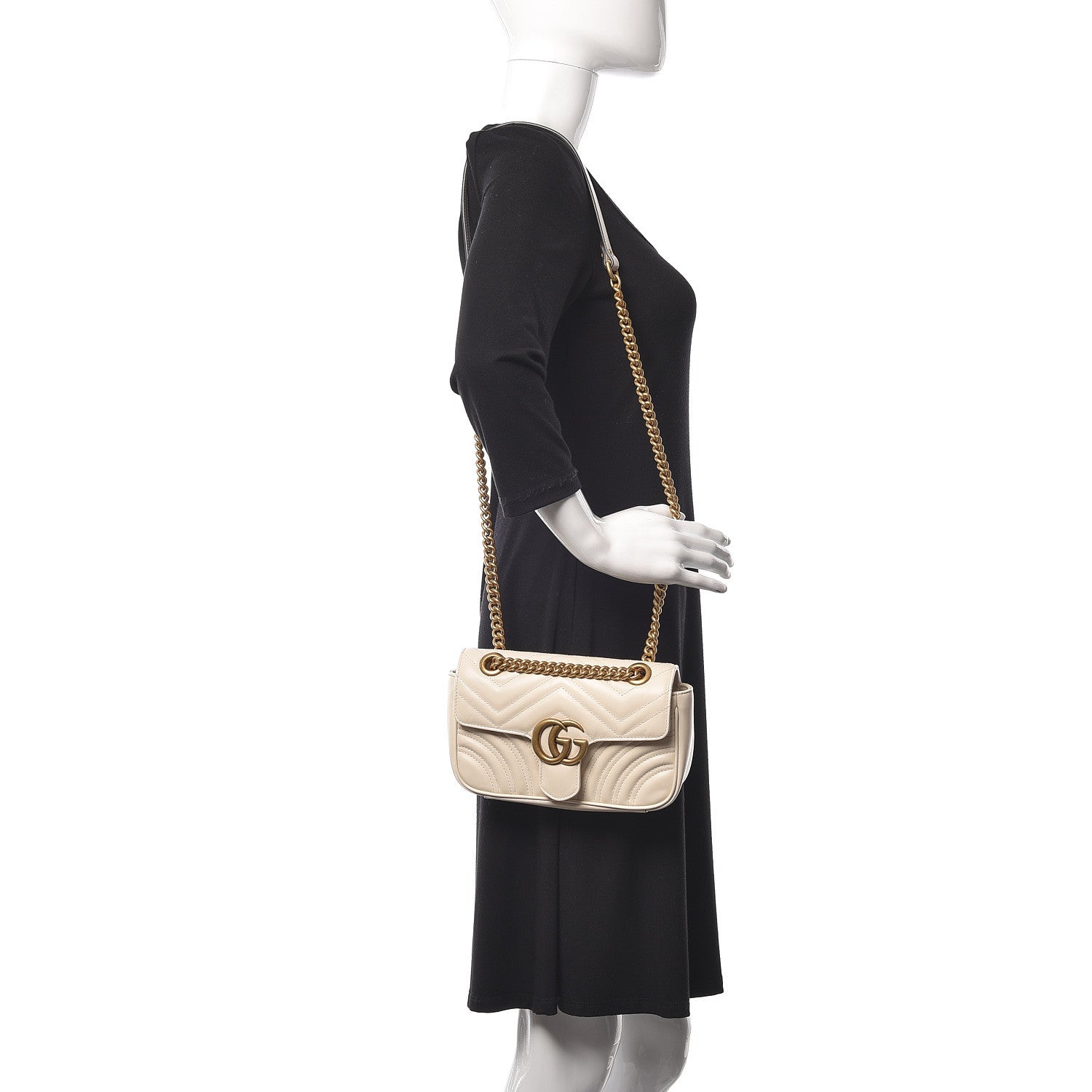 Gucci Calfskin Matelasse Mini GG Marmont Shoulder Bag White 2 of 10