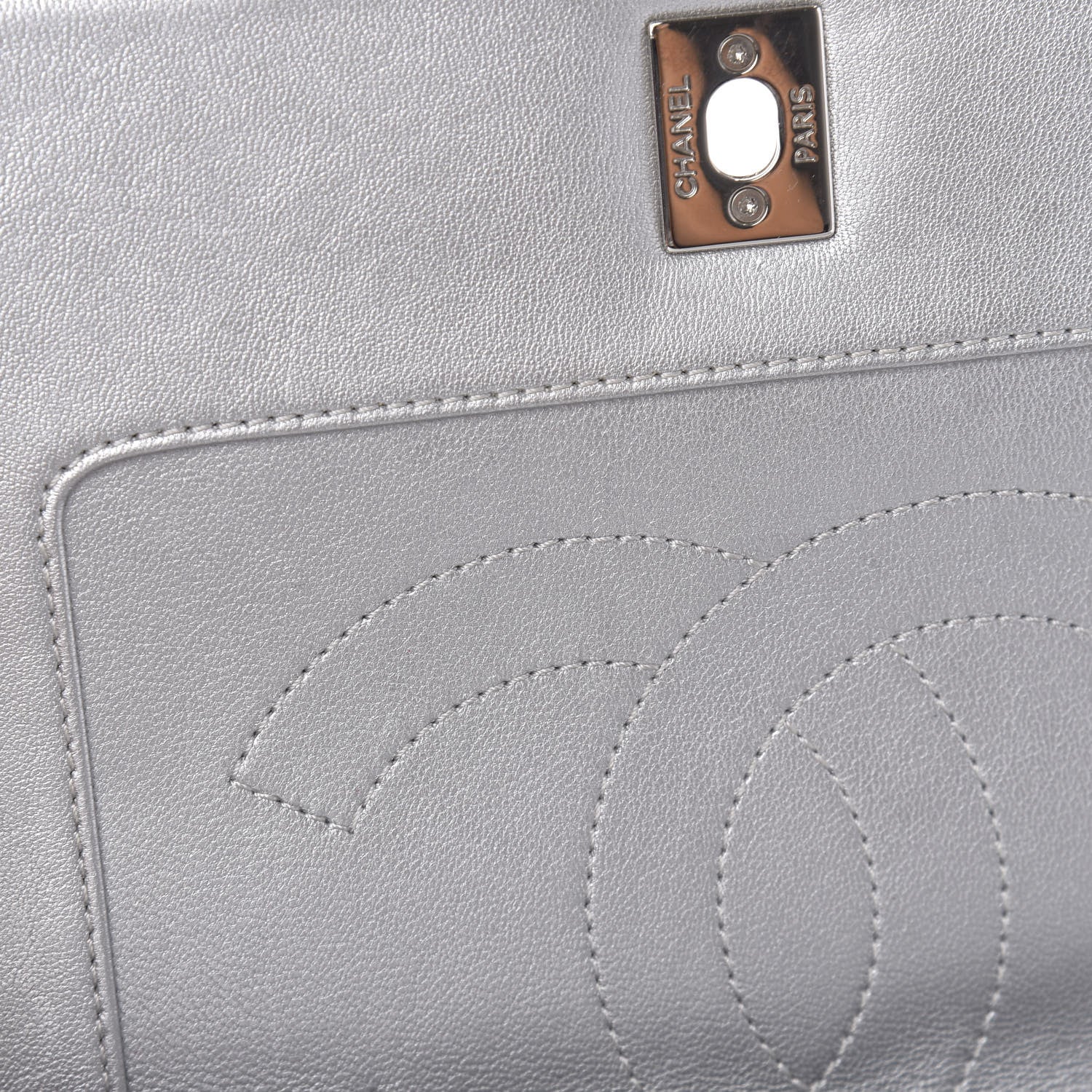 Chanel Metallic Sheepskin Chevron Quilted Medium Vintage Mademoiselle Flap Silver 8 of 14