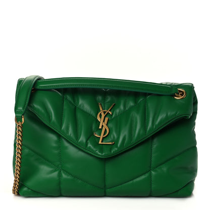 Saint Laurent Lambskin Quilted Small Loulou Puffer Monogram Chain Satchel New Vert 1 of 9