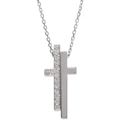 Gucci 18K White Gold Diamond Split Cross Pendant Necklace 3 of 7