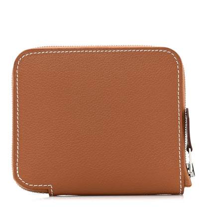 Hermes Evercolor Barenia Silk'In Compact Wallet Gold Bleu Navy Vert Fizz 1 of 12
