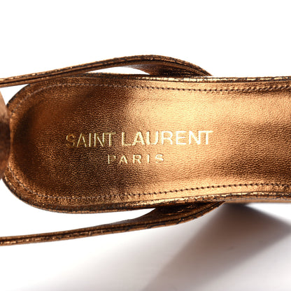 Saint Laurent Metallic Calfskin Farrah 80 Crisscross Platform Sandal 38 Chestnut 8 of 11