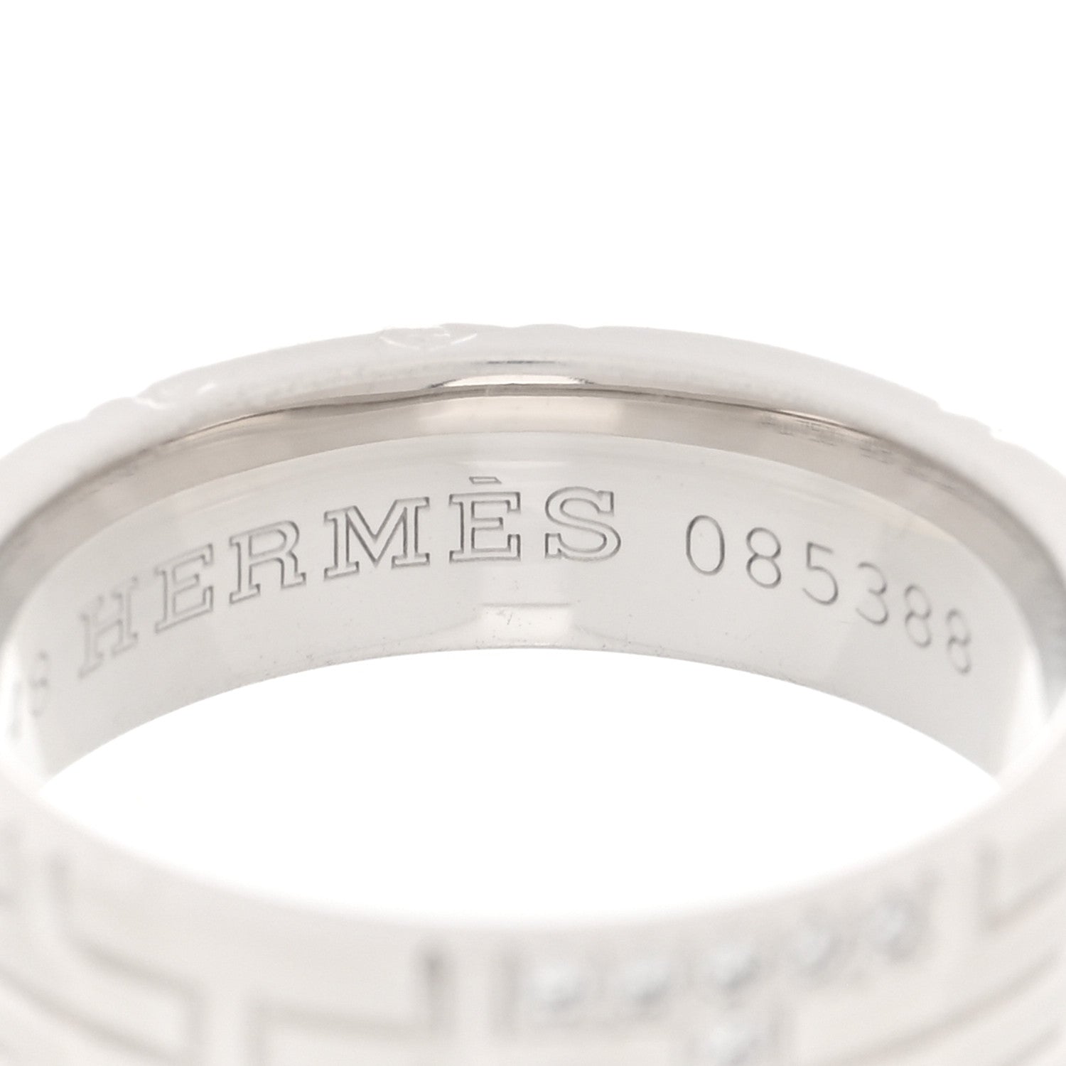 Hermes 18K White Gold Diamond Kilim H Band Ring 48 4.5 4 of 6