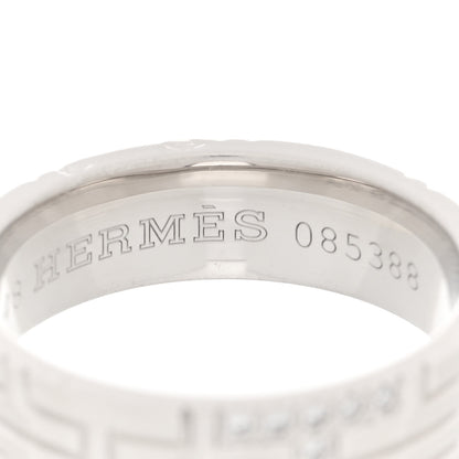 Hermes 18K White Gold Diamond Kilim H Band Ring 48 4.5 4 of 6