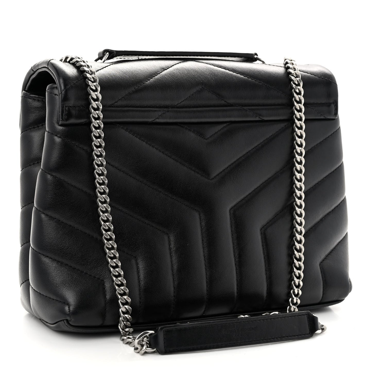 Calfskin Y Quilted Monogram Small Loulou Chain Satchel Black
