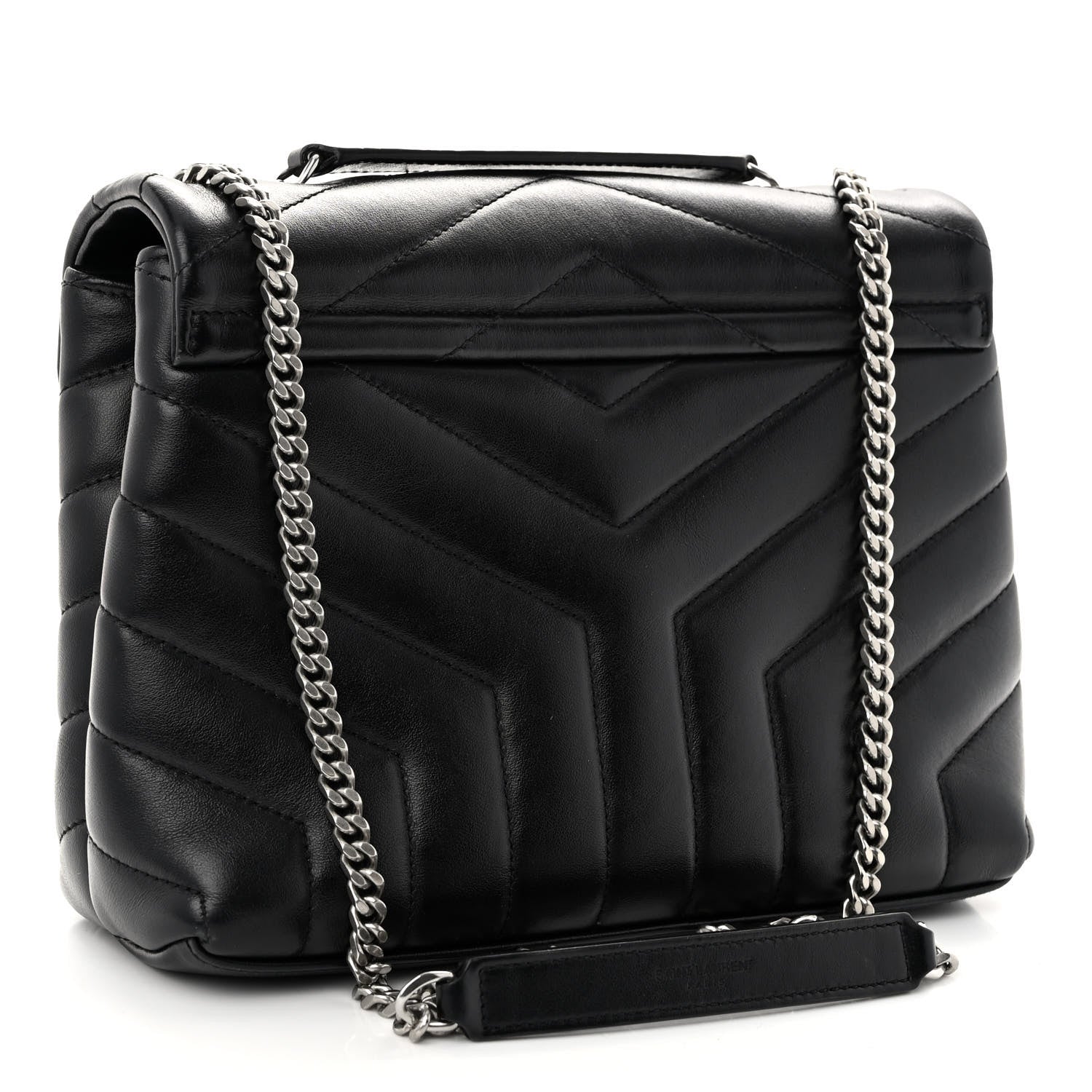 Saint Laurent Calfskin Y Quilted Monogram Small Loulou Chain Satchel Black 3 of 10