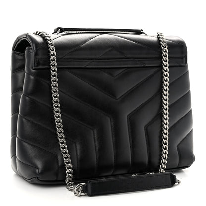 Saint Laurent Calfskin Y Quilted Monogram Small Loulou Chain Satchel Black 3 of 10