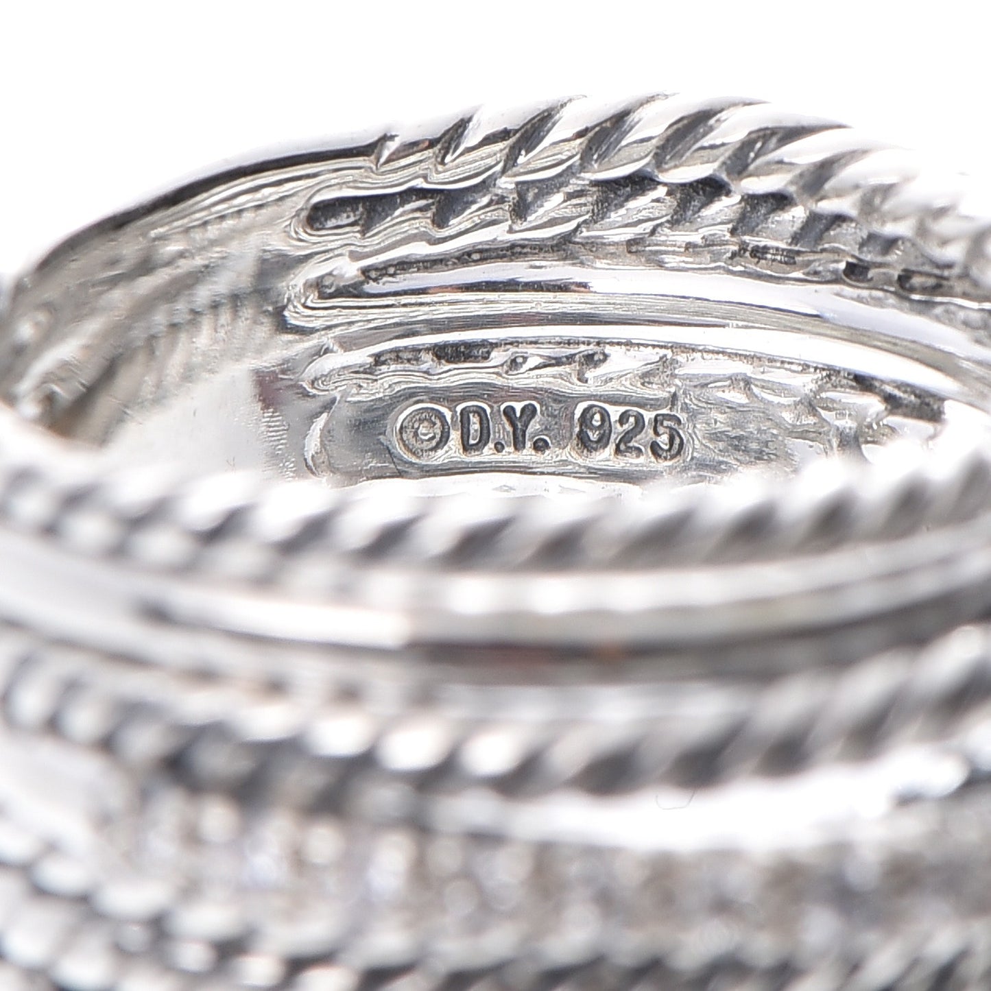 Sterling Silver Diamond 11mm Wide Crossover Cable Ring 54 6.75