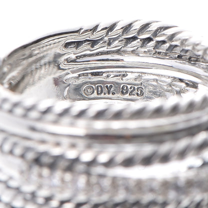 David Yurman Sterling Silver Diamond 11mm Wide Crossover Cable Ring 54 6.75 4 of 5