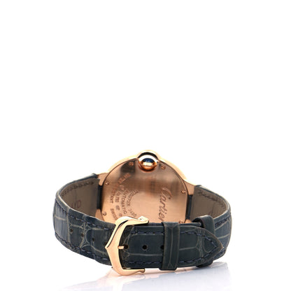 Cartier 18K Pink Gold Alligator 33mm Ballon Bleu De Cartier Automatic Watch Green 3 of 11