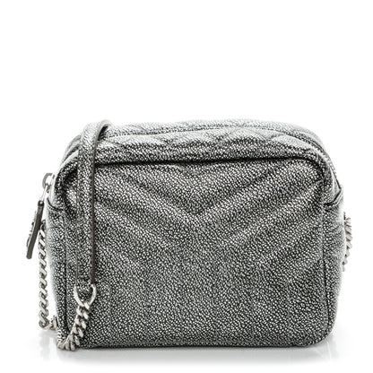 Saint Laurent Metallic Grain De Poudre Y Quilted Monogram Mini Loulou Camera Bag Gun Metal 1 of 6