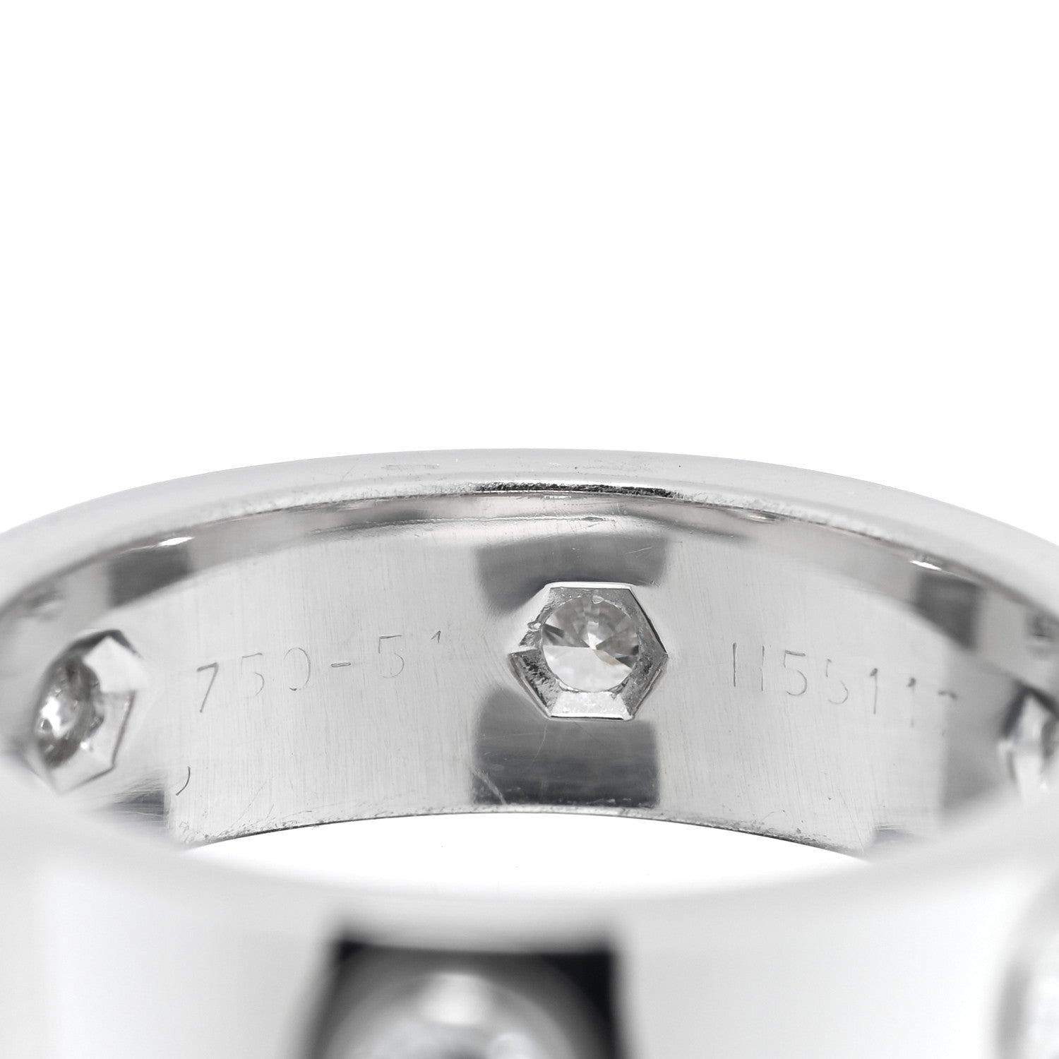 Cartier 18K White Gold 6 Diamond 5.5mm LOVE Ring 51 5.75 4 of 5