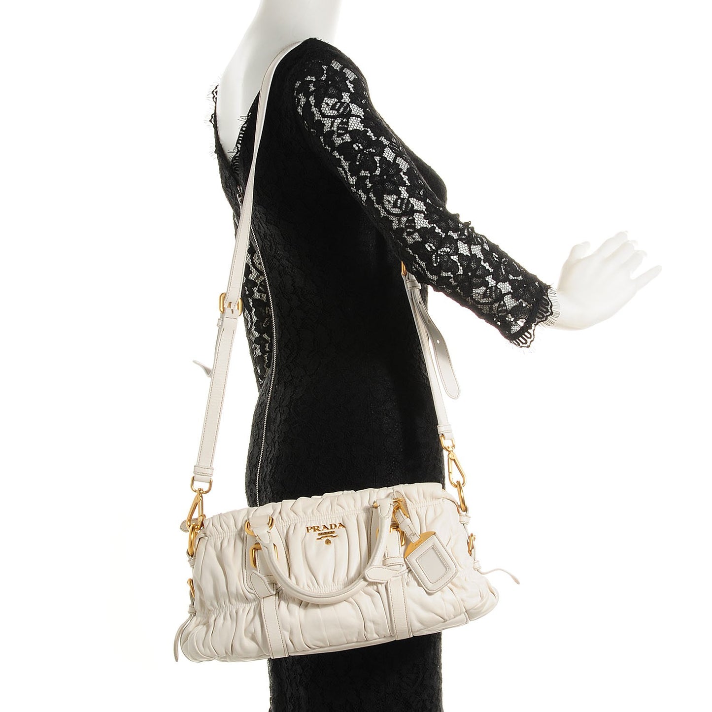 Nappa Gaufre Shopping Satchel White