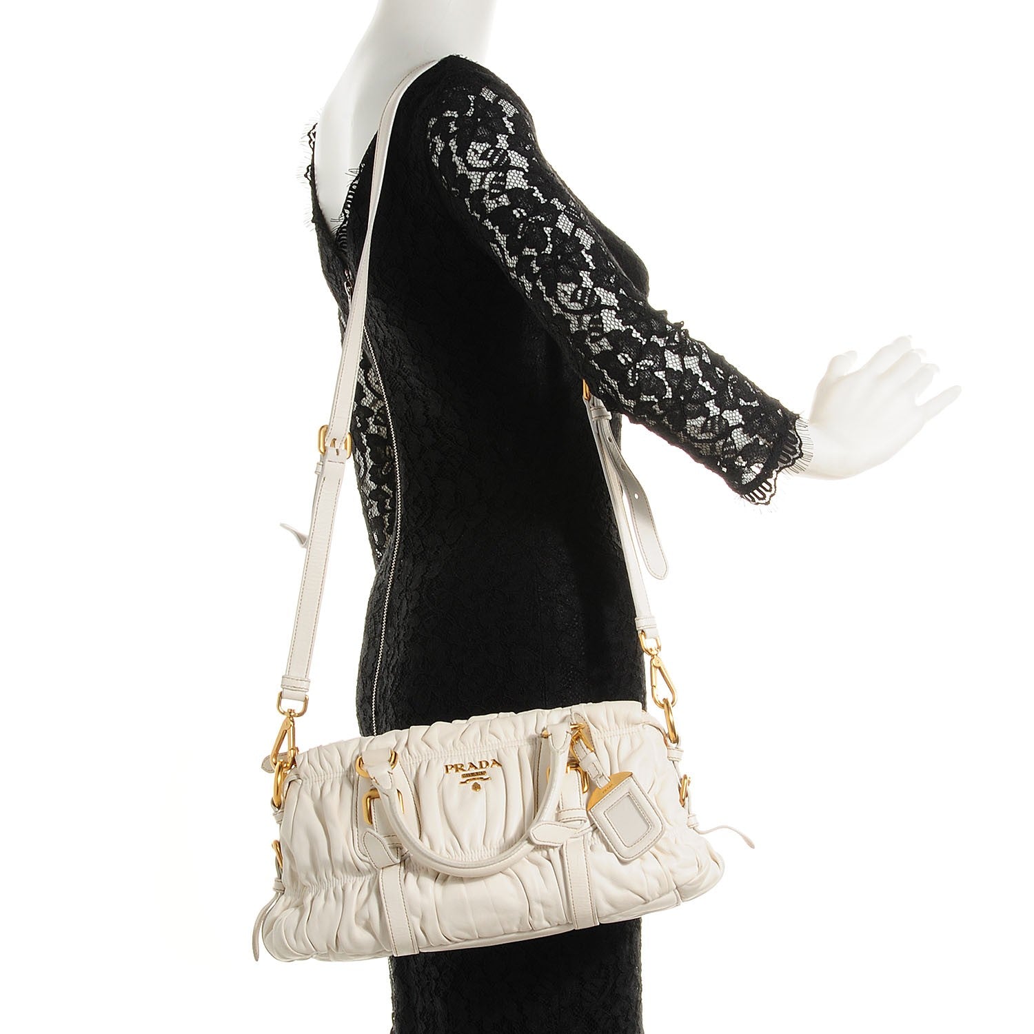 Prada Nappa Gaufre Shopping Satchel White 2 of 10