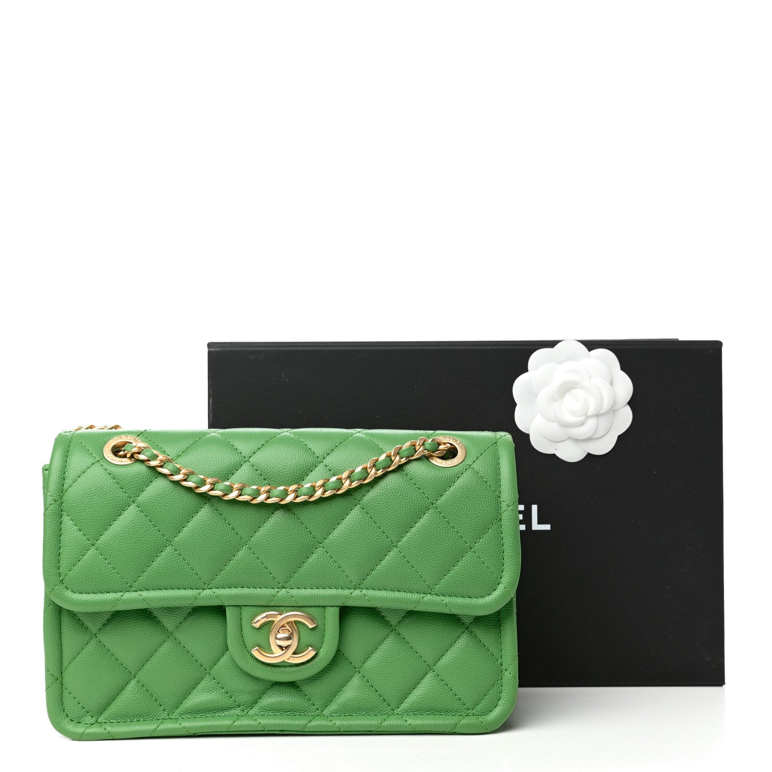 Chanel Caviar Quilted Medium Sweet Classic Flap Green 10 of 10