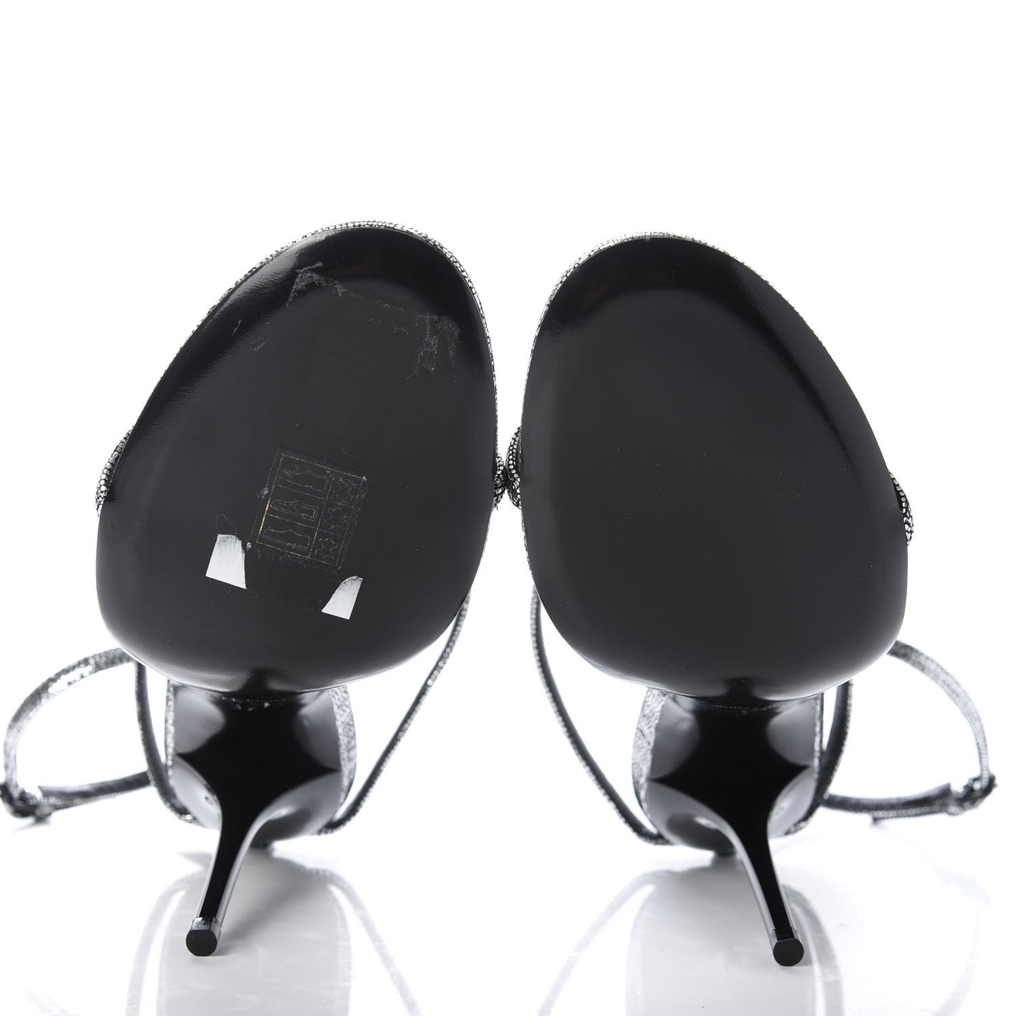 Metallic Calfskin Cassandra 110 Ankle Strap Sandals 37 Argento