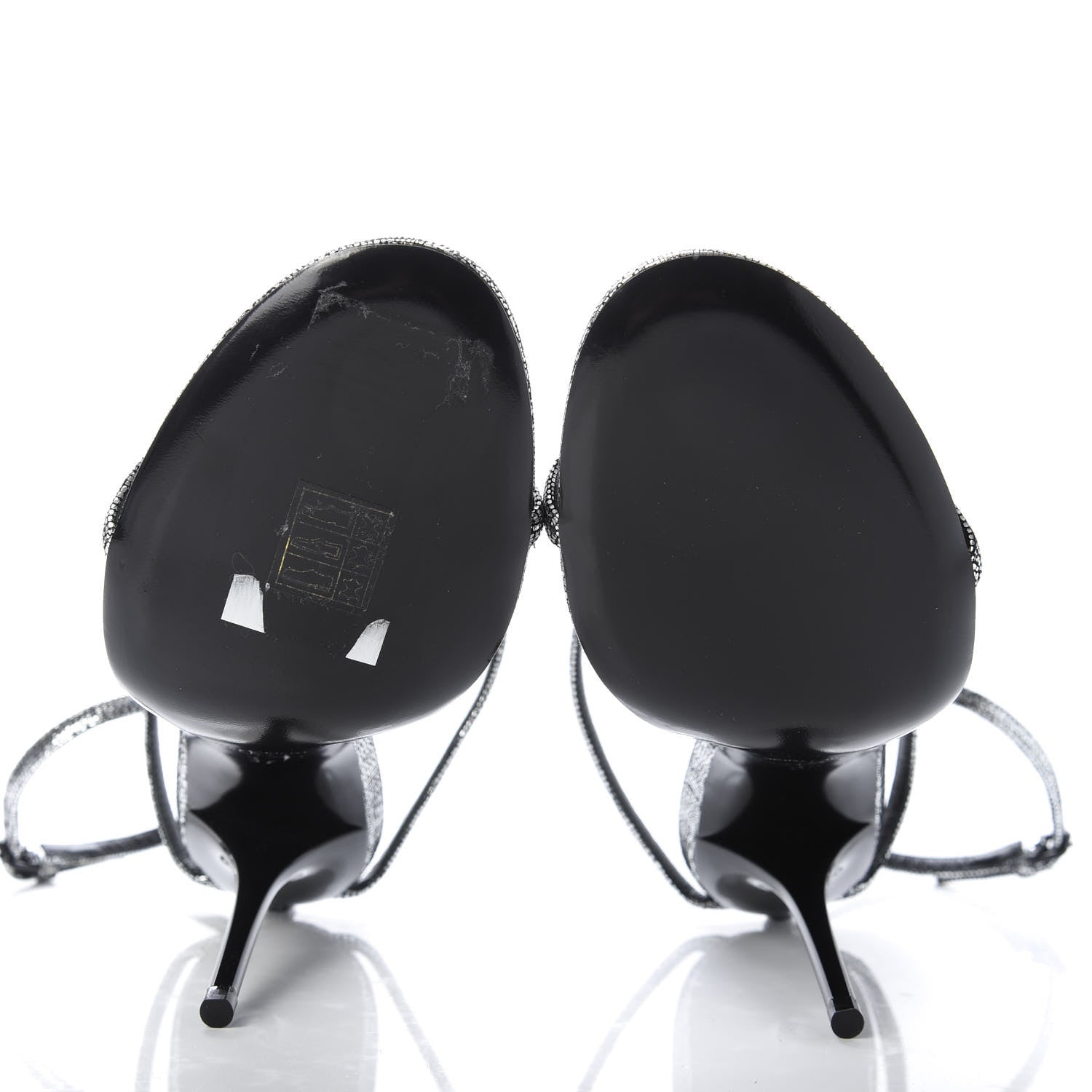 Saint Laurent Metallic Calfskin Cassandra 110 Ankle Strap Sandals 37 Argento 5 of 11